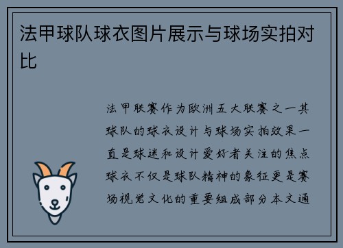 法甲球队球衣图片展示与球场实拍对比