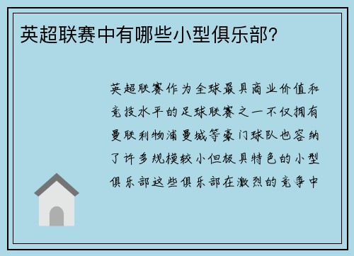 英超联赛中有哪些小型俱乐部？
